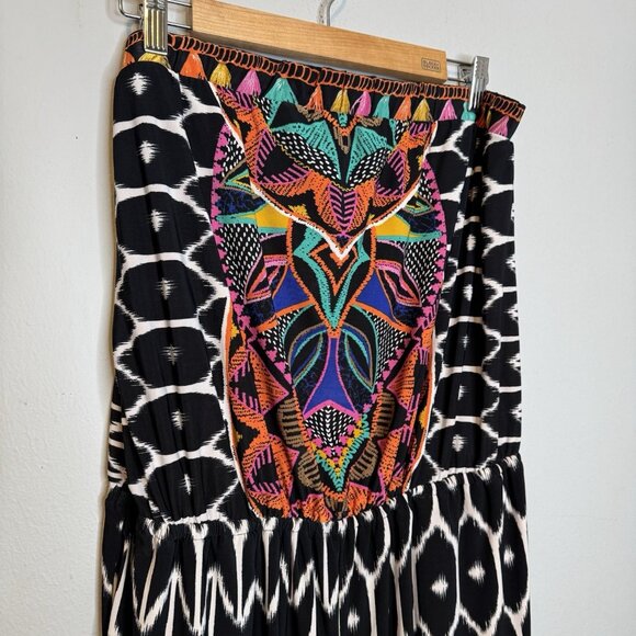 Trina Turk x I.N.C. Strapless Print Jumpsuit XL Wide Leg Black Extra Large - Picture 3 of 5